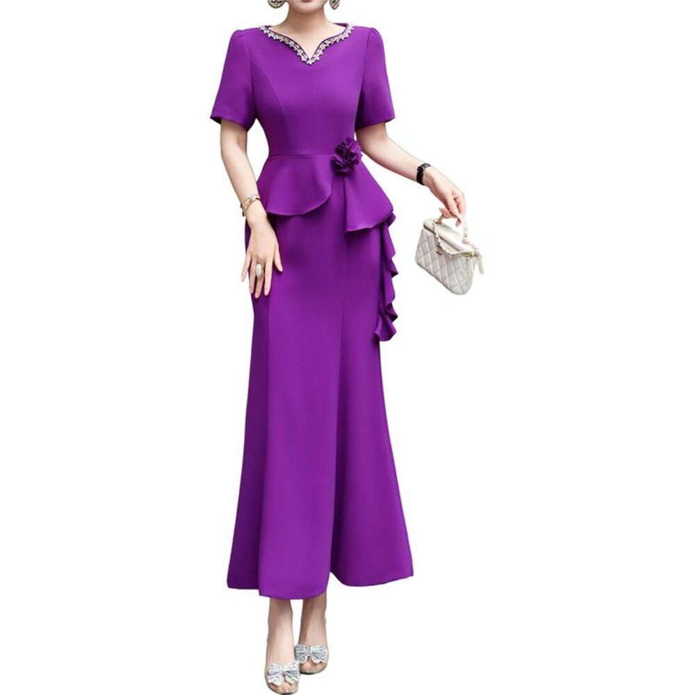 Brc By Burryco Womens  Short Sleeve Maxi Dress, Purple